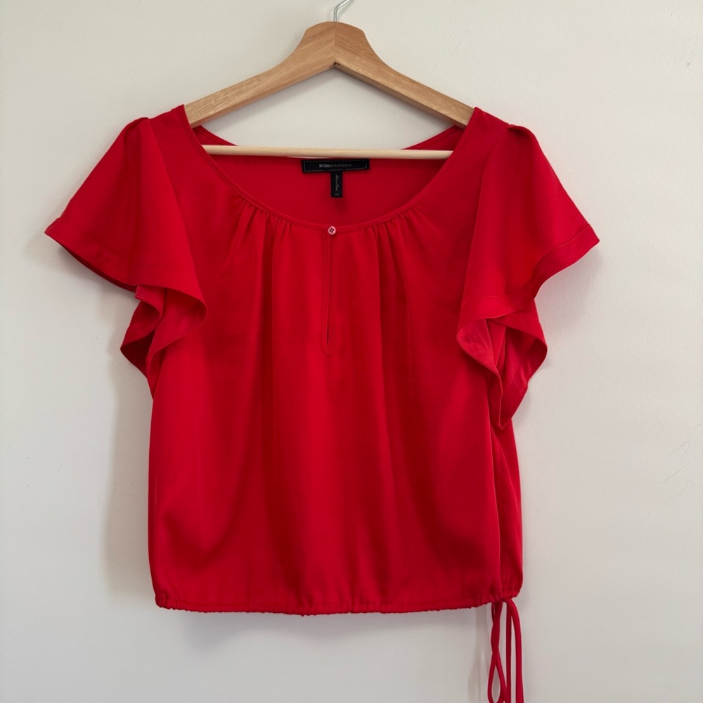 BCBGMaxAzria Red Short Sleeves Blouse